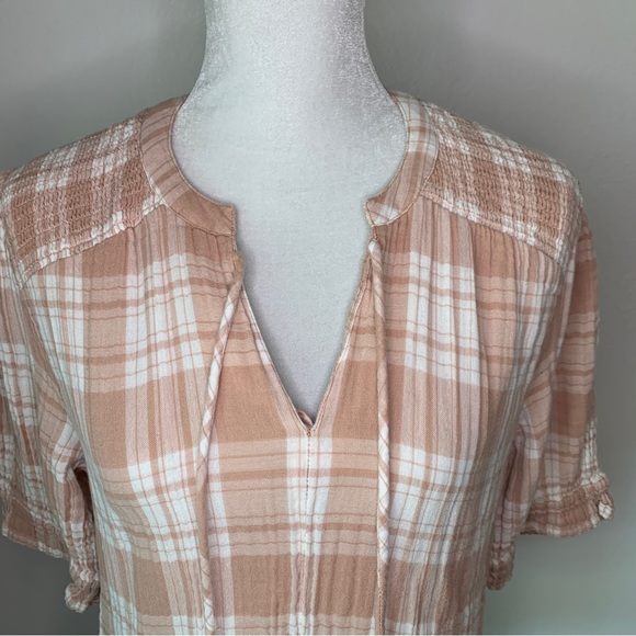 Sundance Pink Plaid Elsie Gauze Top Size L - Picture 5 of 10